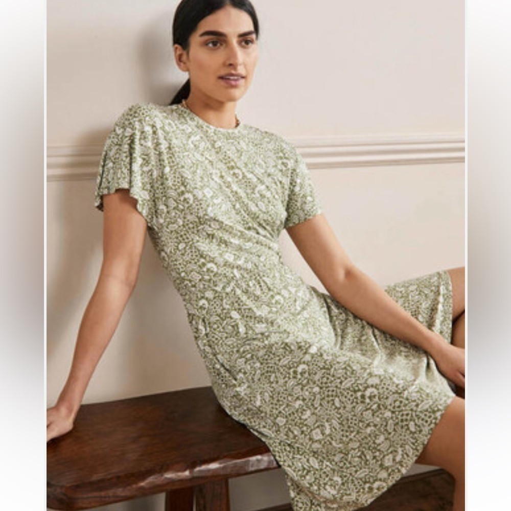 Boden flutter sleeve floral jersey dress 15932